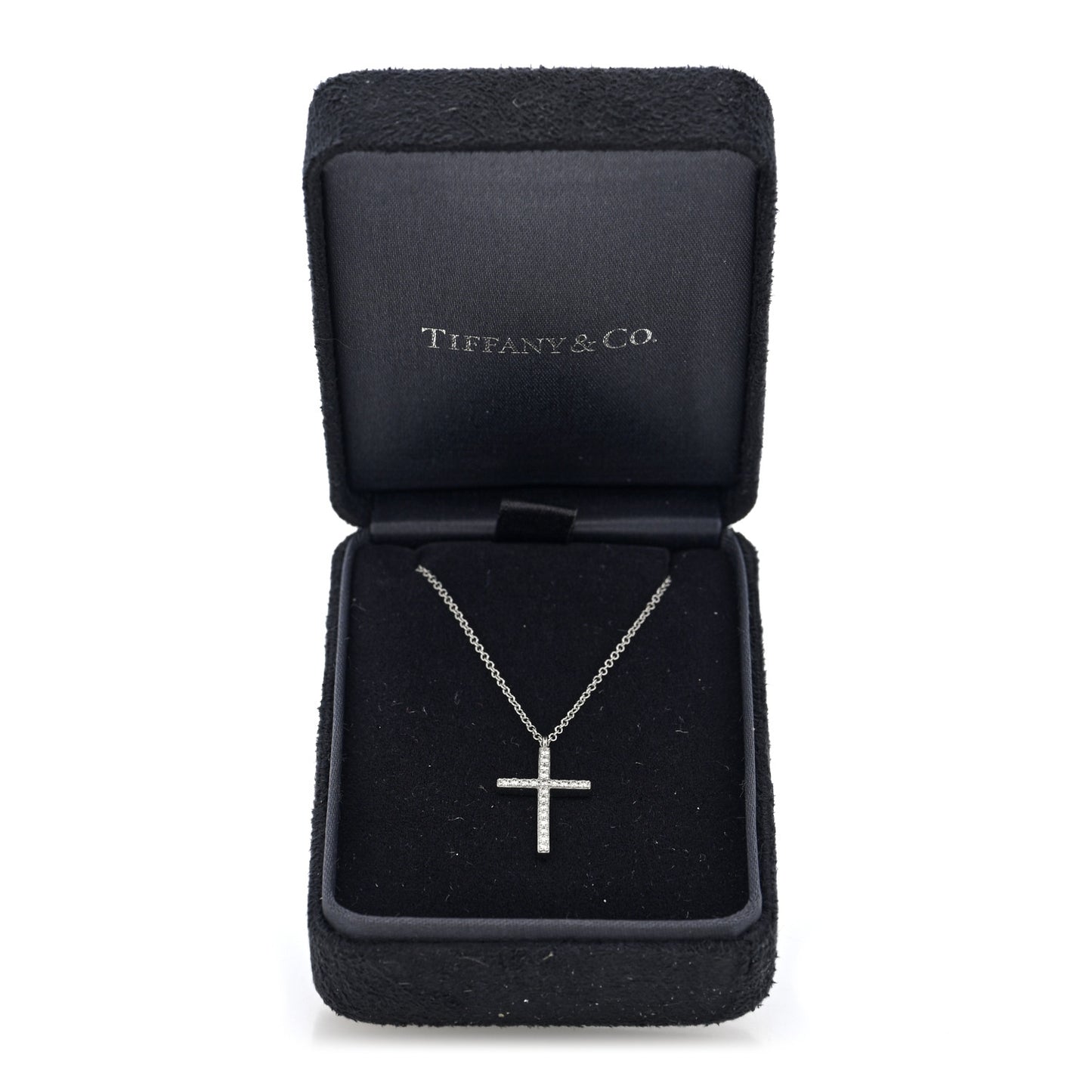 18K White Gold Diamond Medium Metro Cross Pendant Necklace
