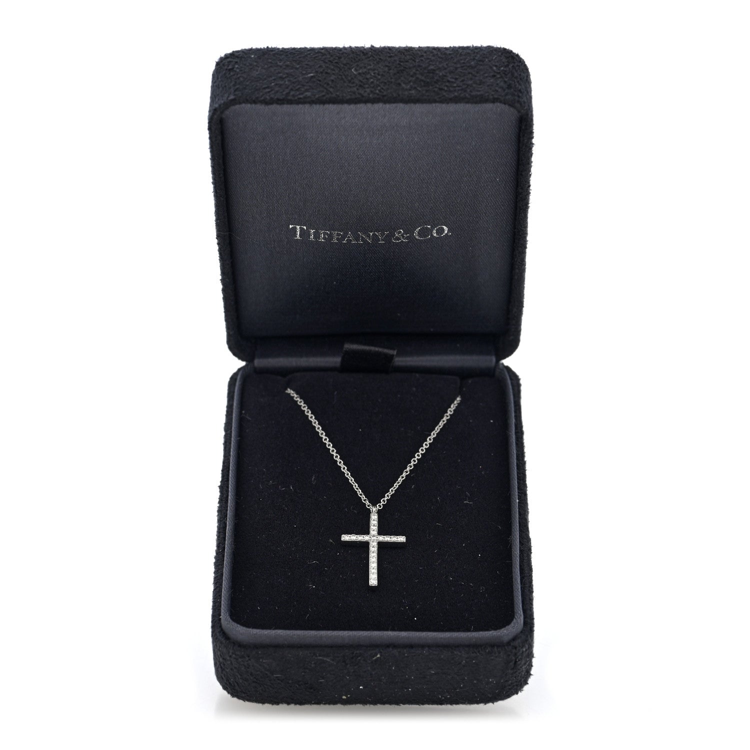 Tiffany 18K White Gold Diamond Medium Metro Cross Pendant Necklace 5 of 5