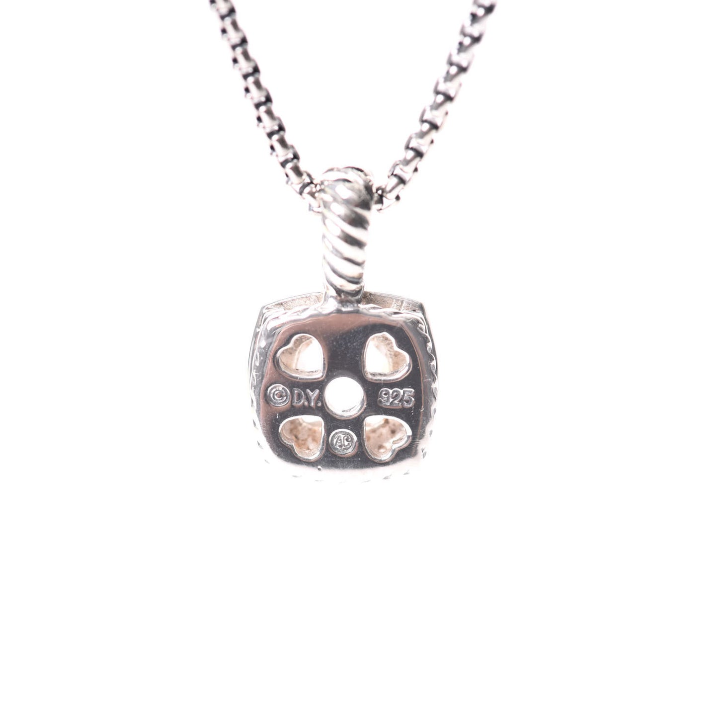Sterling Silver Diamond White Topaz 7mm Petite Albion Pendant Necklace
