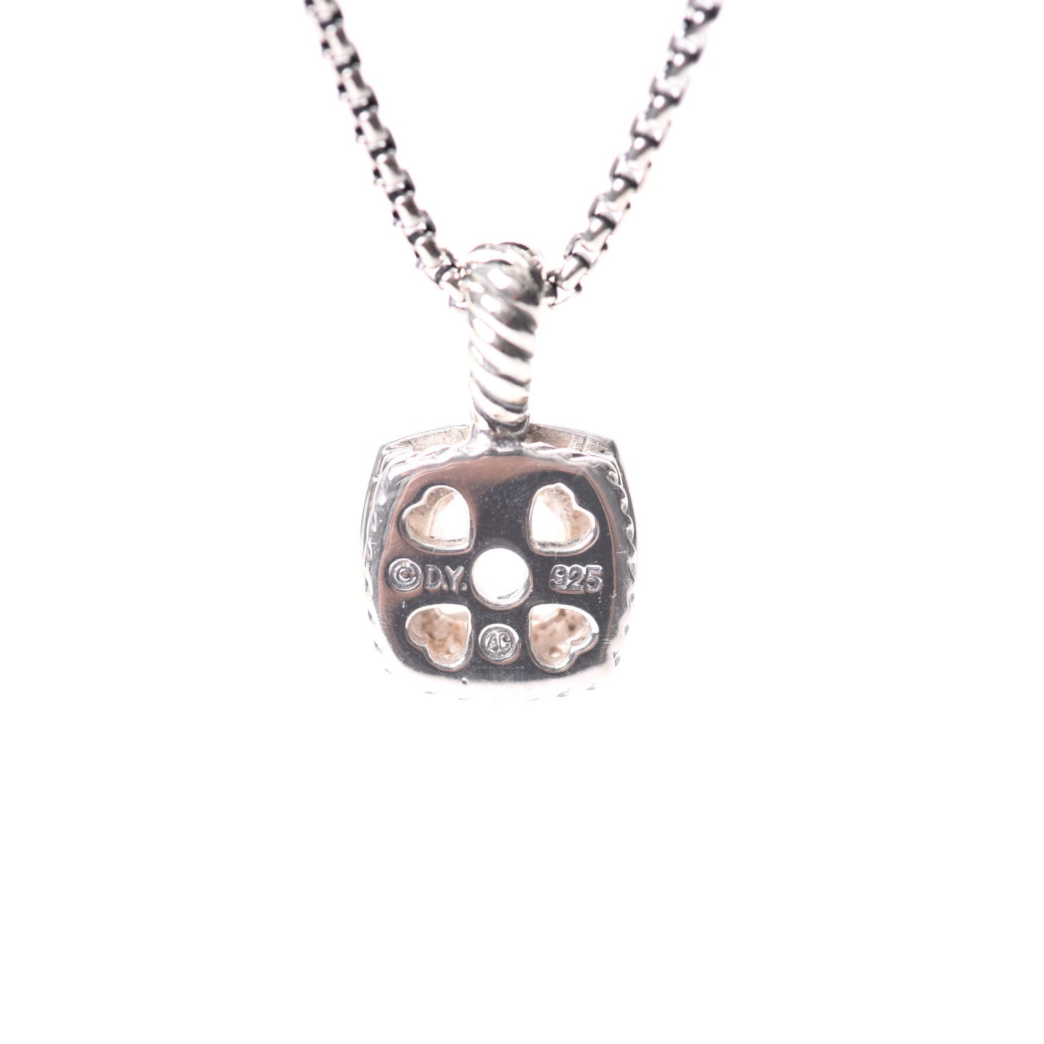 David Yurman Sterling Silver Diamond White Topaz 7mm Petite Albion Pendant Necklace 5 of 5