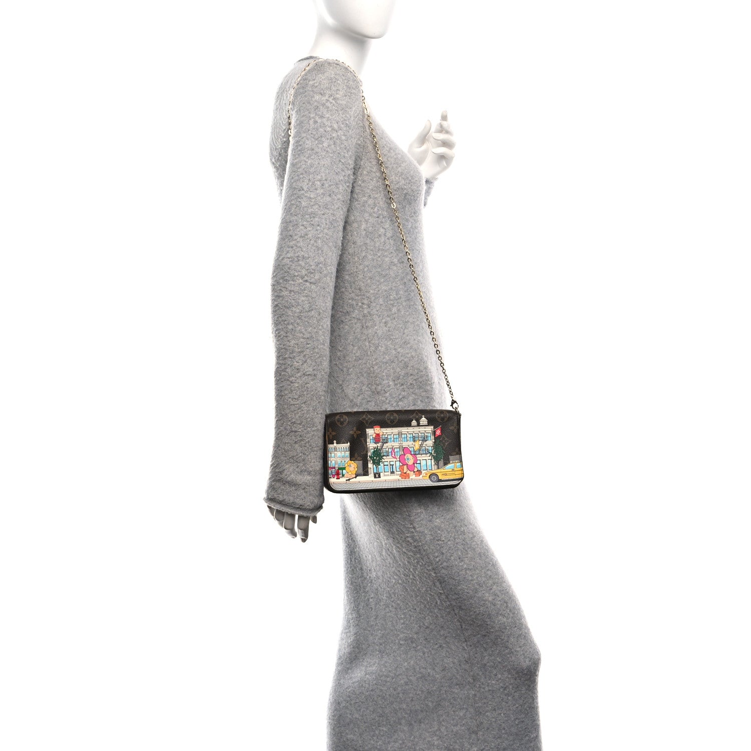 Louis Vuitton Monogram 2022 Christmas Animation New York Soho Pochette Felicie Chain Wallet Yellow 2 of 14