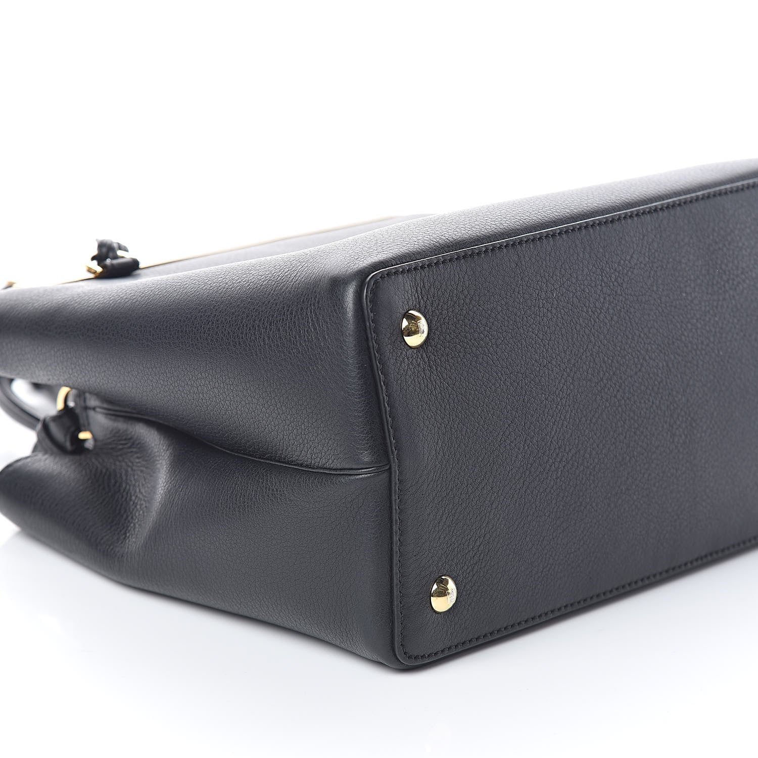 Fendi Vitello Dolce Century Petite 2Jours Tote Black Carbone 8 of 9