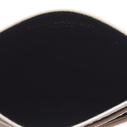 Saint Laurent Grain De Poudre Matelasse Chevron Monogram Credit Card Case Blanc Vintage 4 of 8