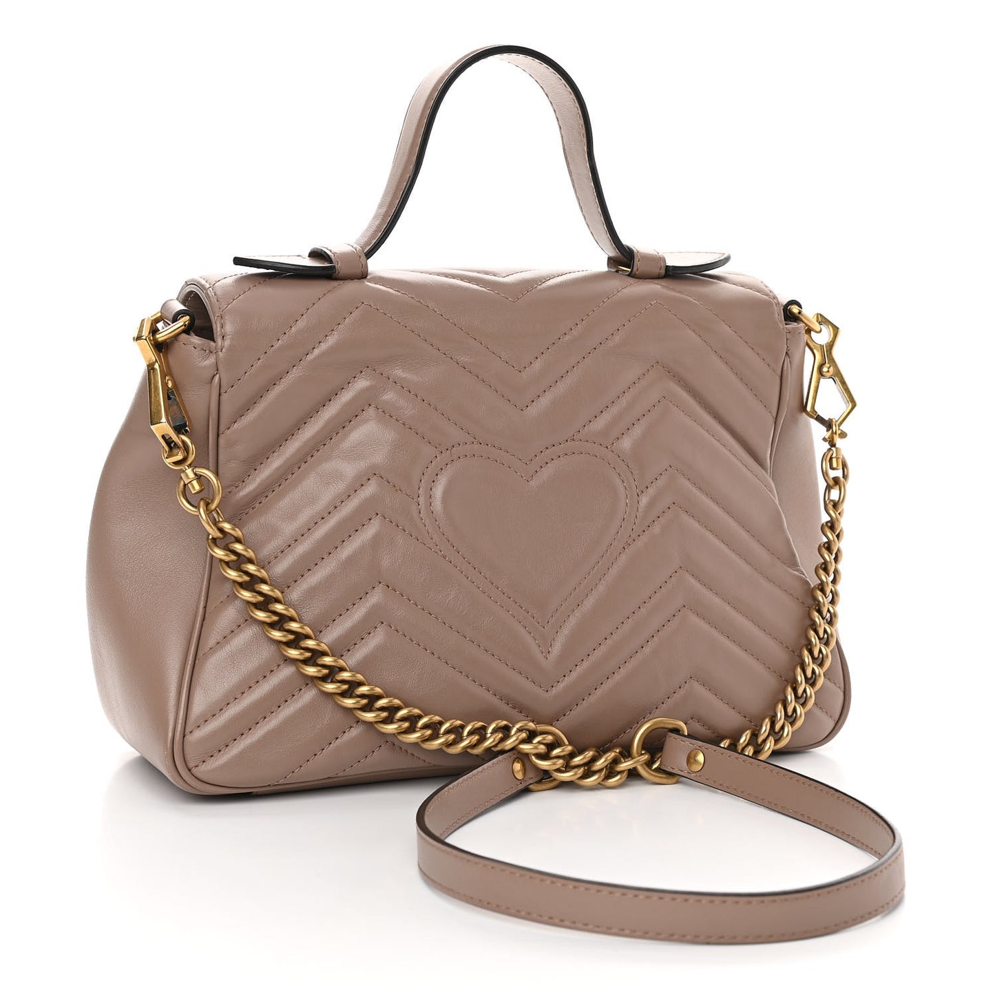 Calfskin Matelasse Small GG Marmont Top Handle Shoulder Bag Porcelain Rose