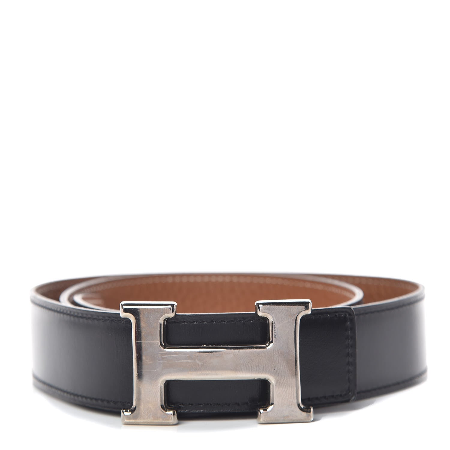 Hermes Box Taurillon Clemence 32mm H Belt 85 Black Gold 1 of 7
