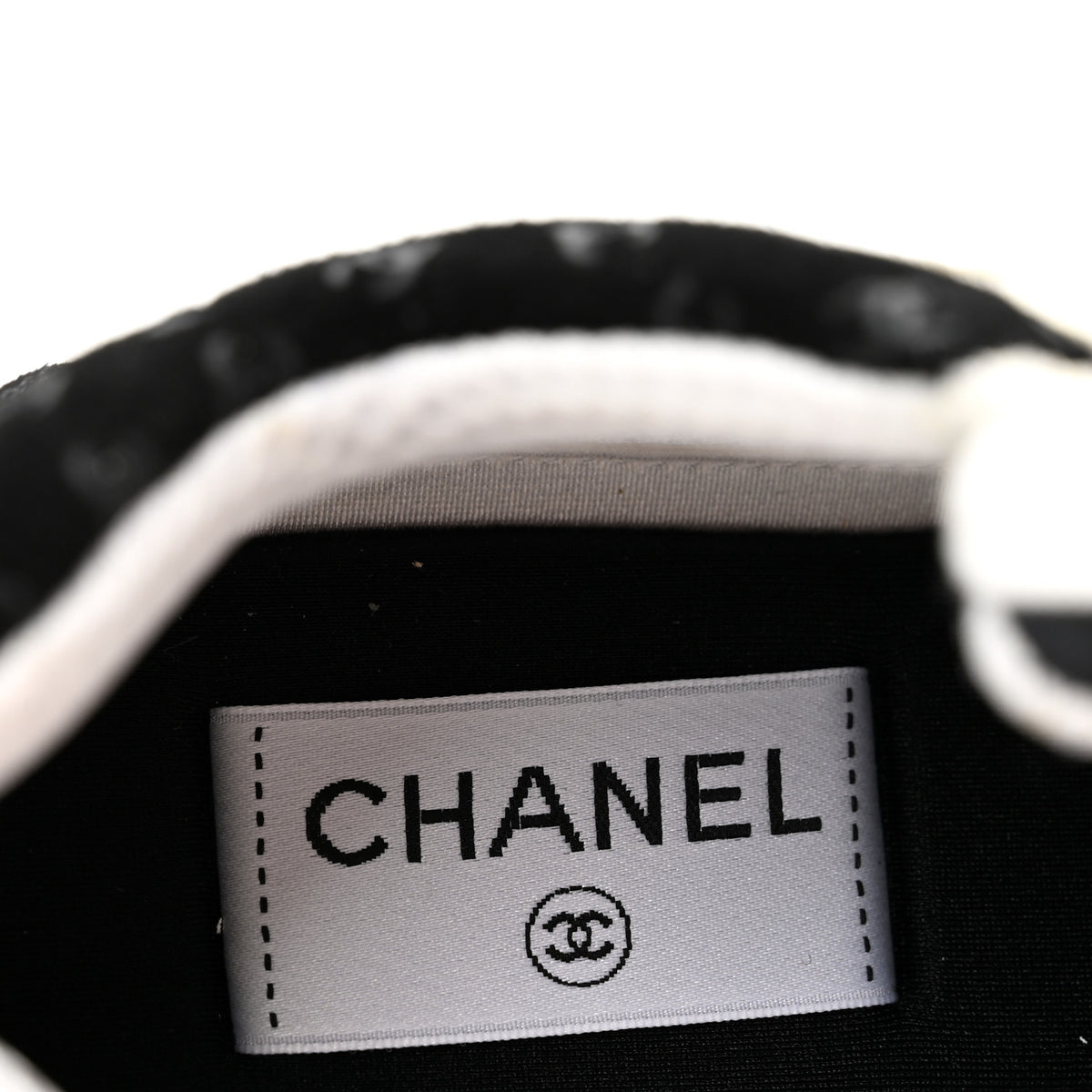 Chanel Nylon Suede Calfskin Printed CC Sneakers 38 White Black 7 of 9