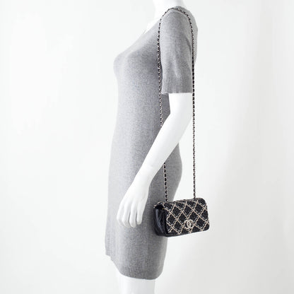 Chanel Perforated Patent Hand Embroidered Mini Flap Black 2 of 9