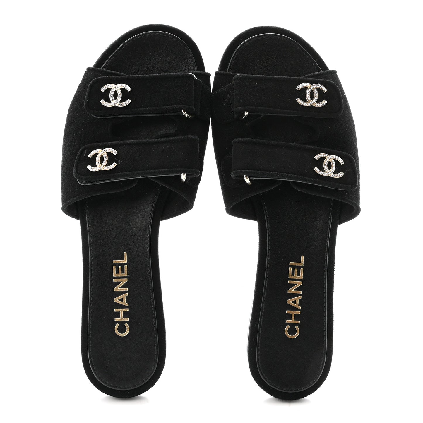 Suede Kidskin Velcro Mules 38.5 Black