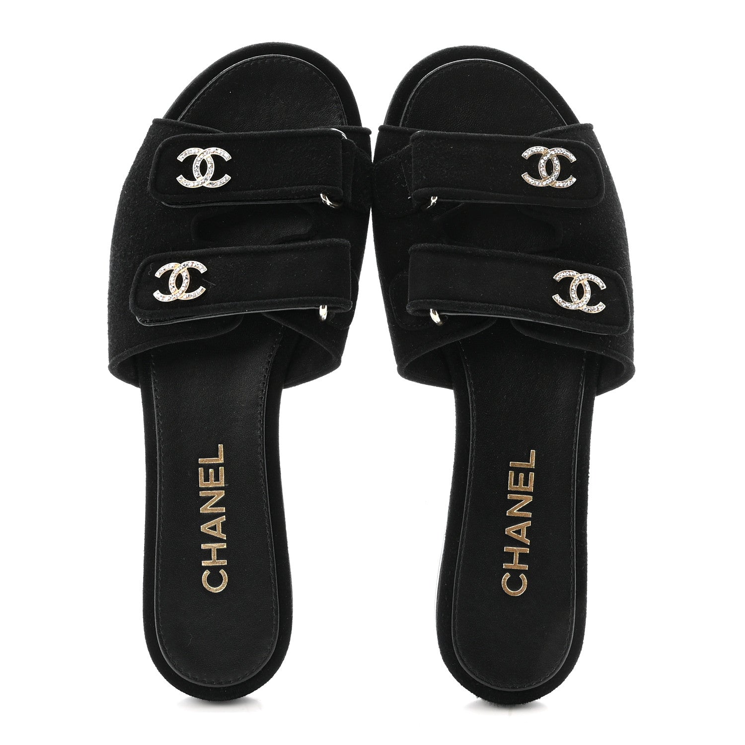 Chanel Suede Kidskin Velcro Mules 38.5 Black 2 of 8