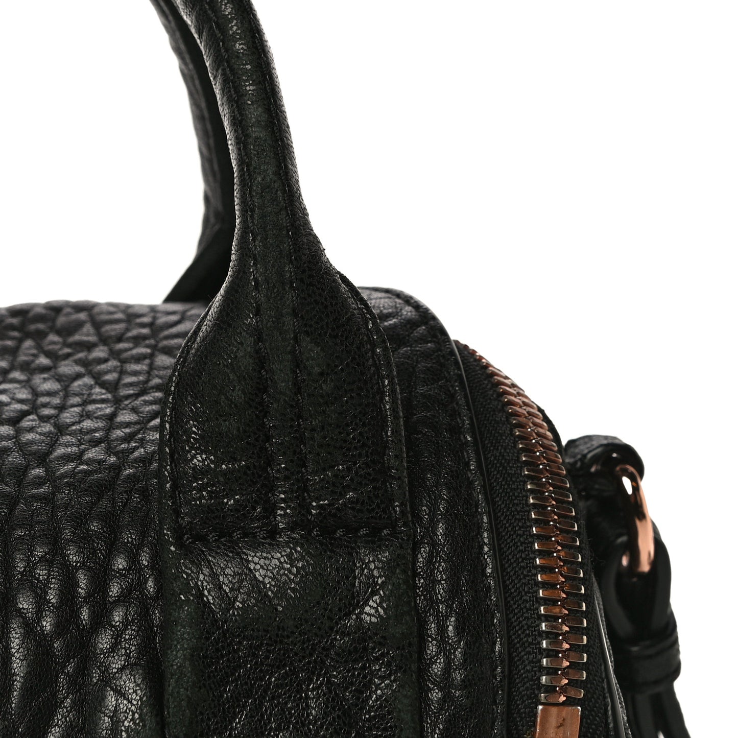 Pebbled Lambskin Mini Rockie Black Rose Gold Hardware