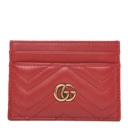 Gucci Calfskin Matelasse GG Marmont Card Holder Hibiscus Red 1 of 7
