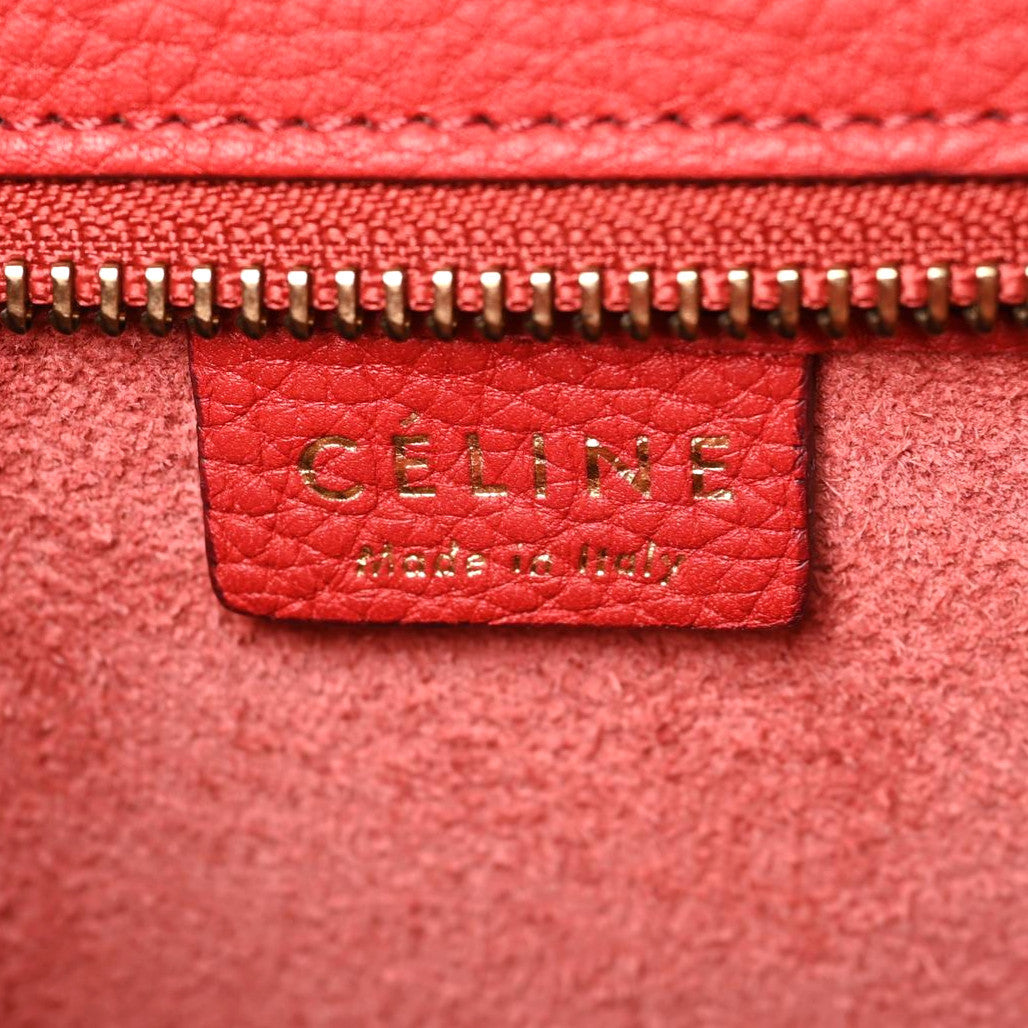 Celine Drummed Calfskin Nano Luggage Red 9 of 9