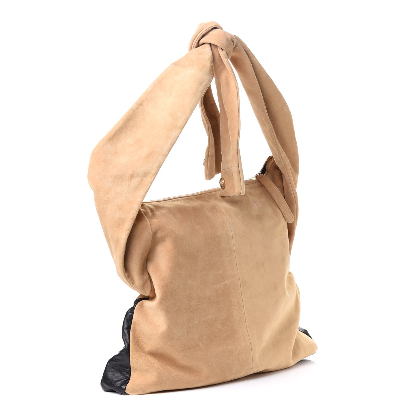 Suede Lambskin Large Girl Bag Beige Black