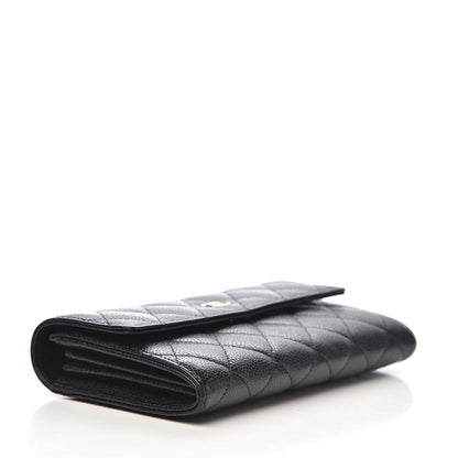 Chanel Caviar Quilted Large Gusset Flap Wallet Black 4 of 9