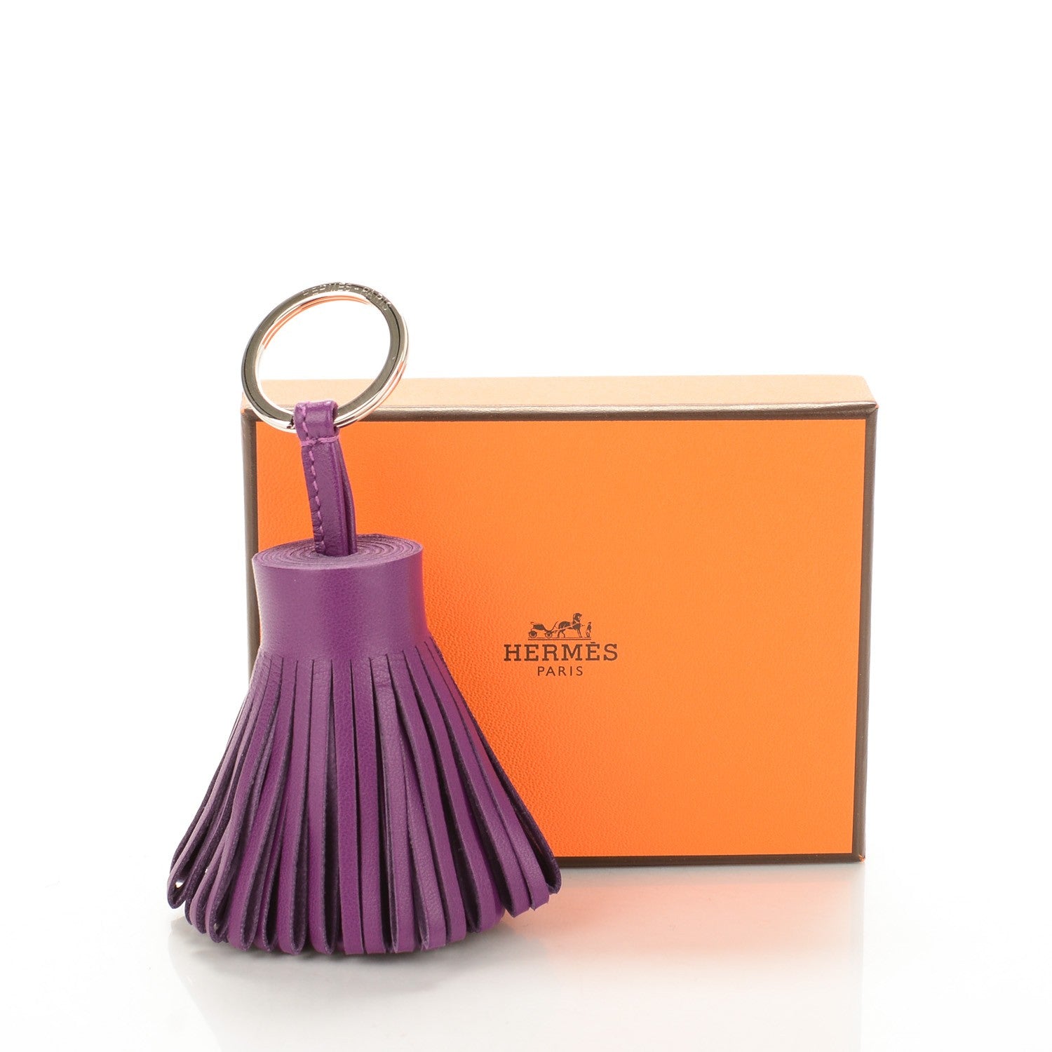 Hermes Lambskin Carmen Tassel Key Holder Anemone 5 of 5