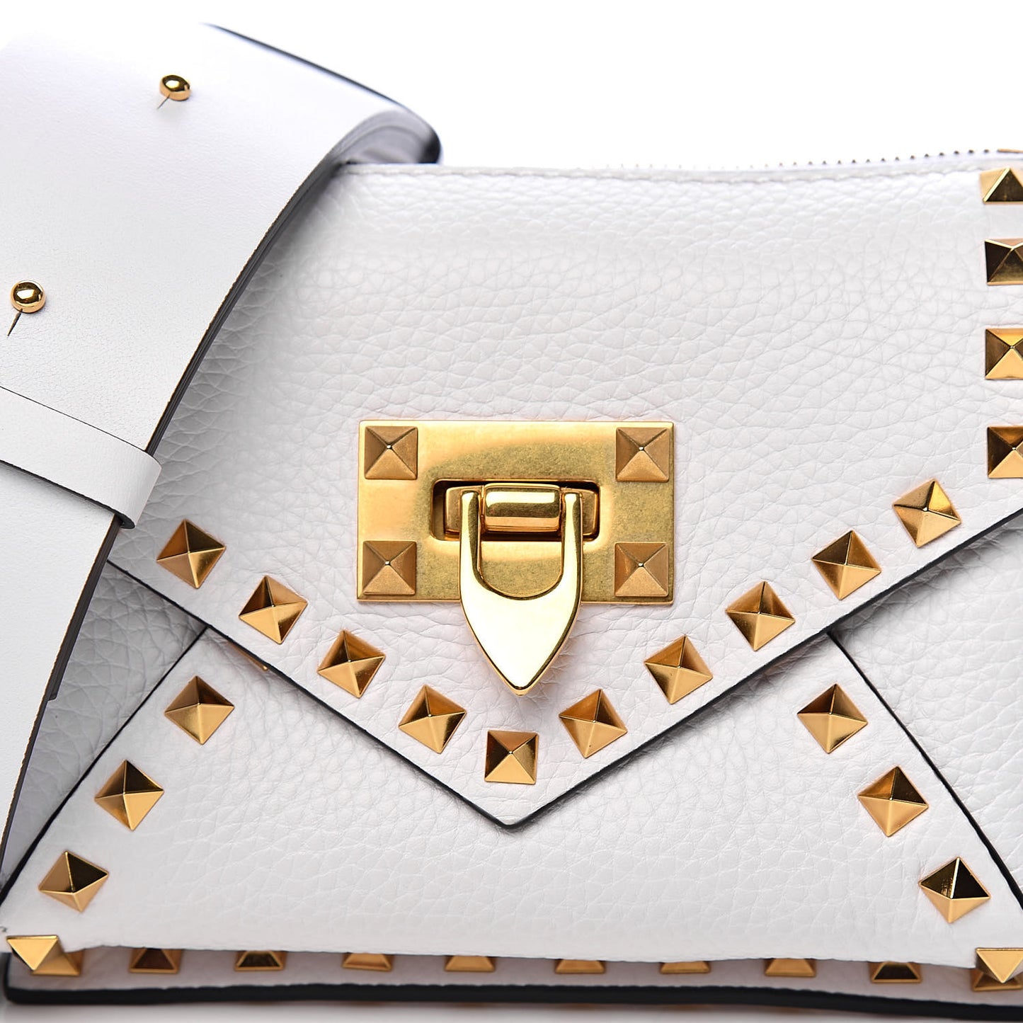 Grainy Calfskin Small Rockstud Hype Shoulder Bag White
