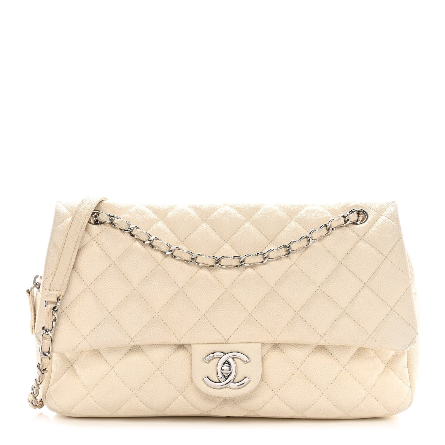 Chanel Caviar Quilted Jumbo Easy Flap Dark White 1 of 11
