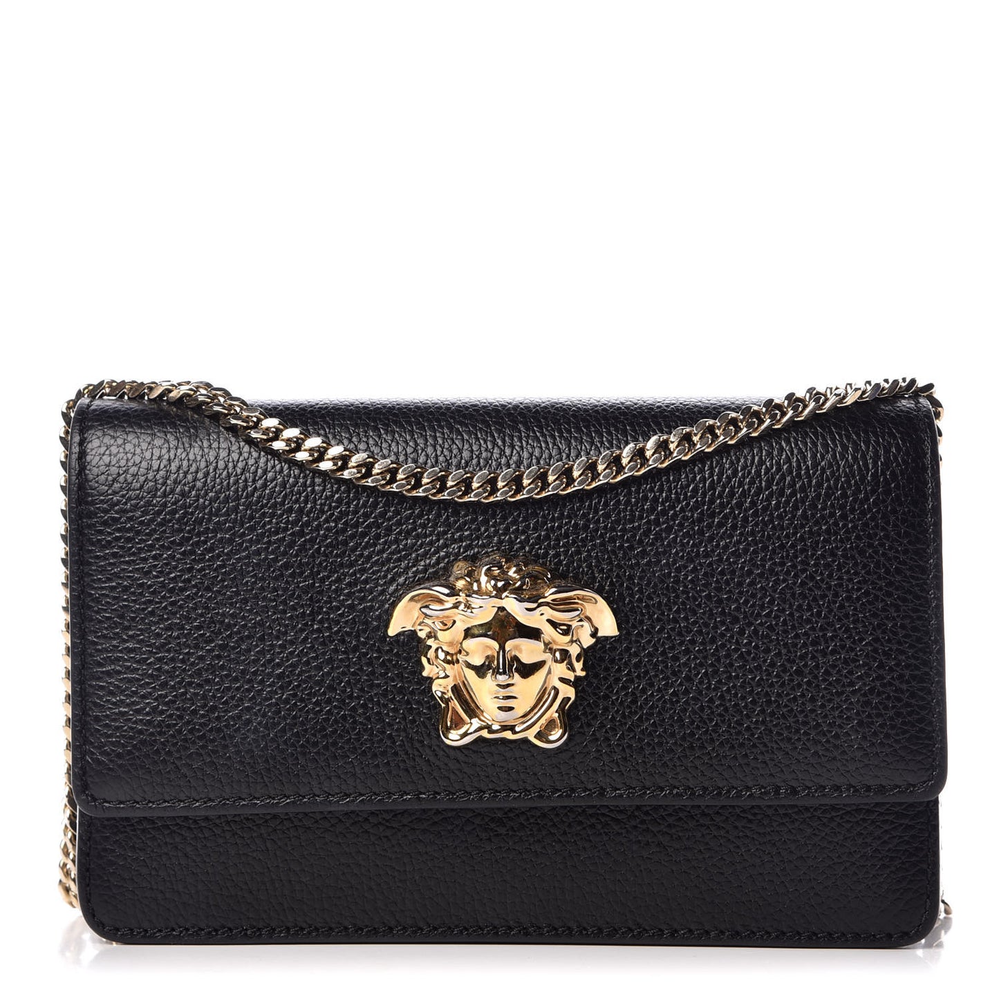 Grained Calfskin Palazzo Chain Evening Bag Black