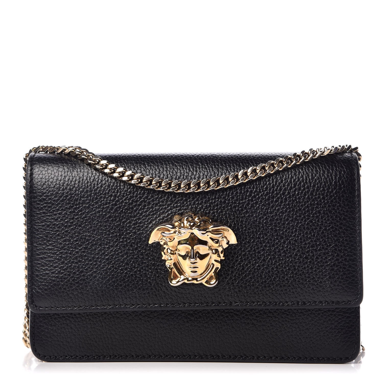 Versace Grained Calfskin Palazzo Chain Evening Bag Black 1 of 8
