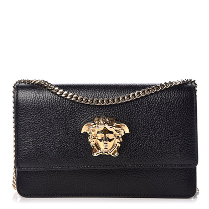 Versace Grained Calfskin Palazzo Chain Evening Bag Black 1 of 8