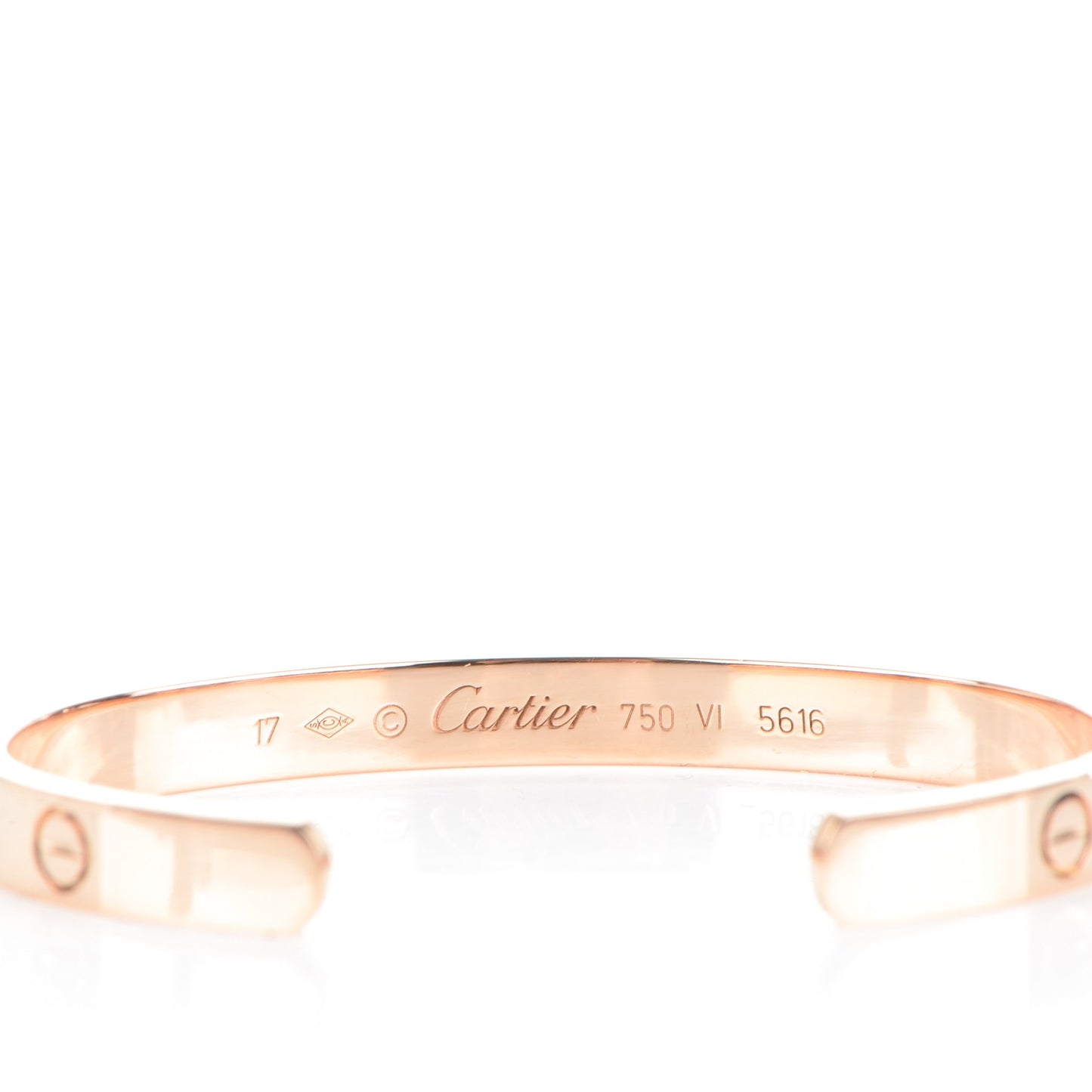 18K Pink Gold LOVE Cuff Bracelet 17