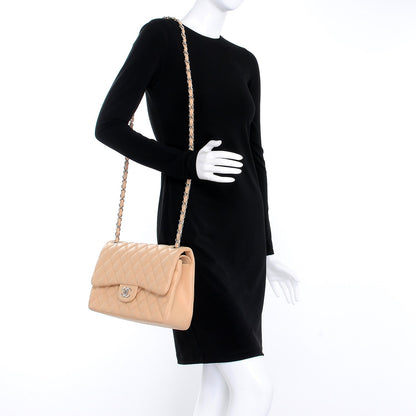Chanel Lambskin Quilted Jumbo Double Flap Beige 2 of 8