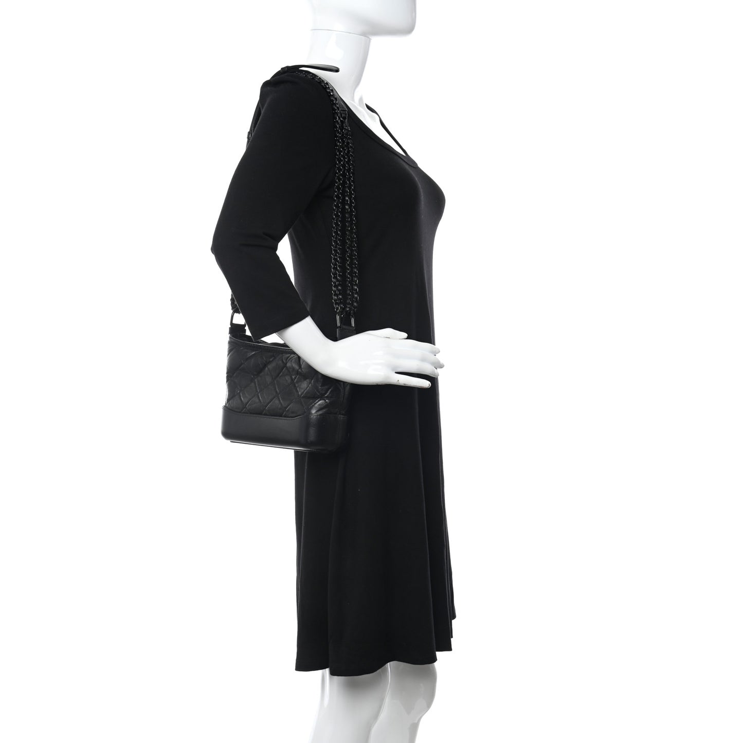 Aged Calfskin Quilted Small Gabrielle Hobo So Black