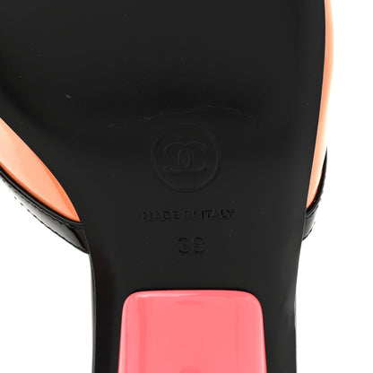 Chanel Patent Calfskin Mules 38 Orange Pink 7 of 10