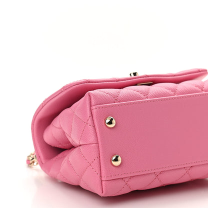 Chanel Caviar Quilted Lizard Embossed Extra Mini Coco Handle Flap Pink 9 of 10