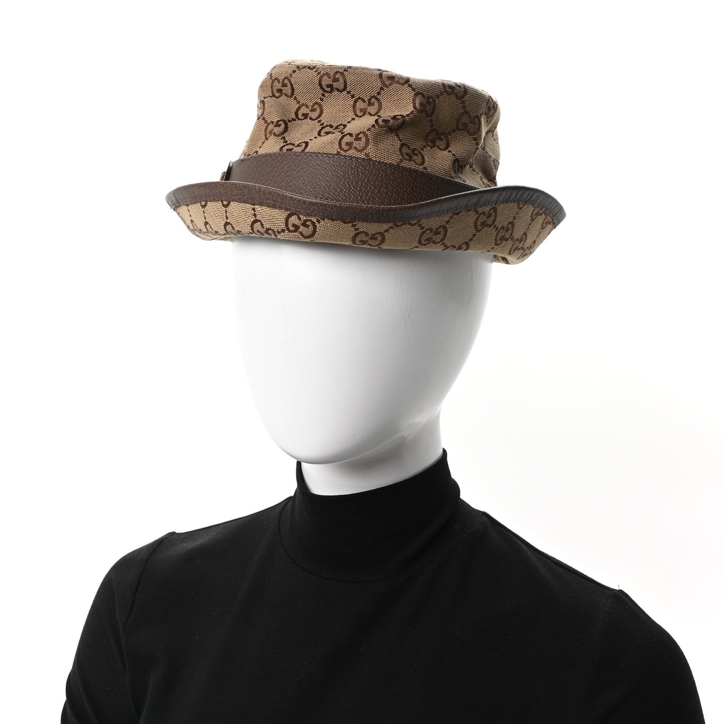 Monogram Textured Dollar Calfskin GG Jago Bucket Hat M Cacao Beige