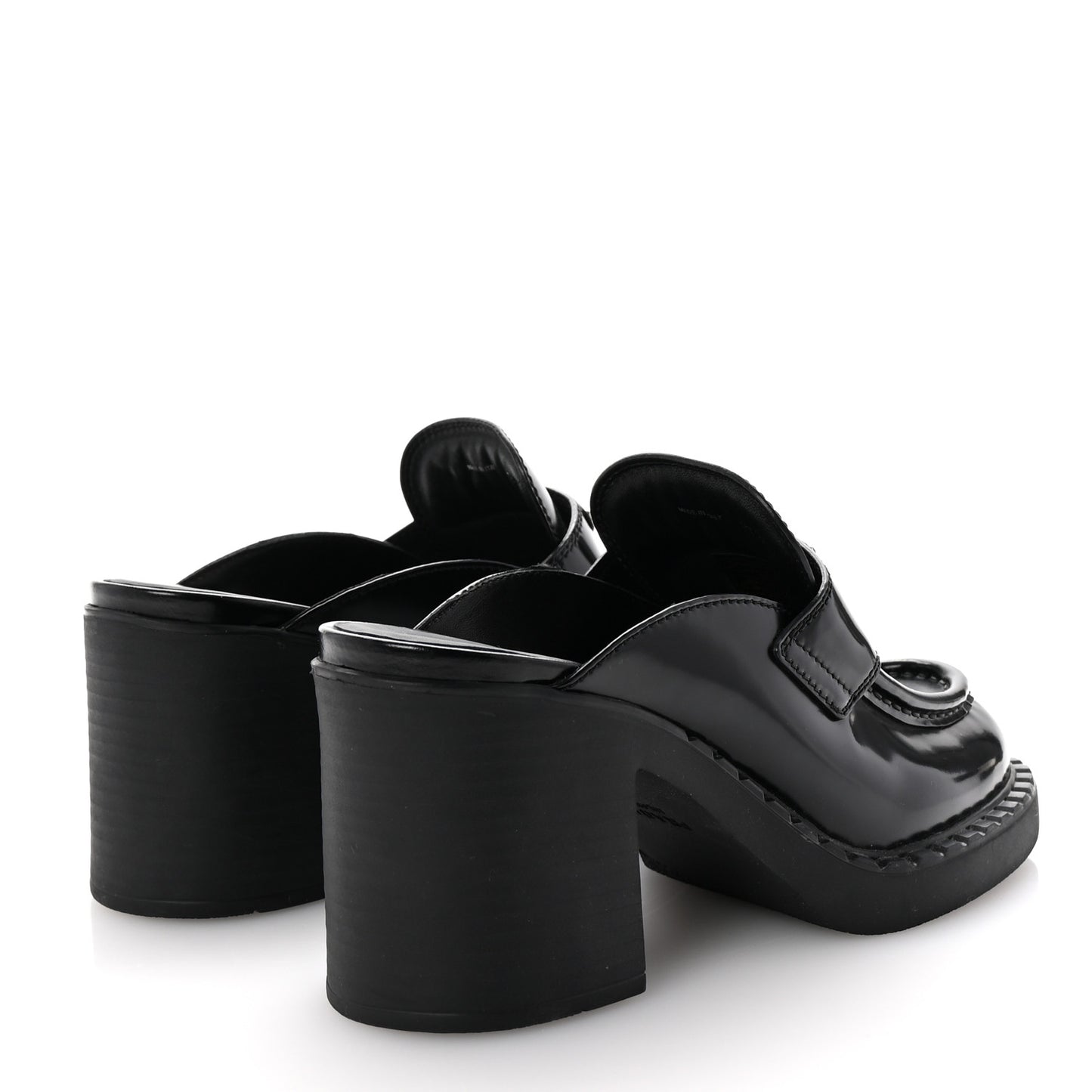 Spazzolato Metal Triangle Logo Platform Loafer Mules 37.5 Black