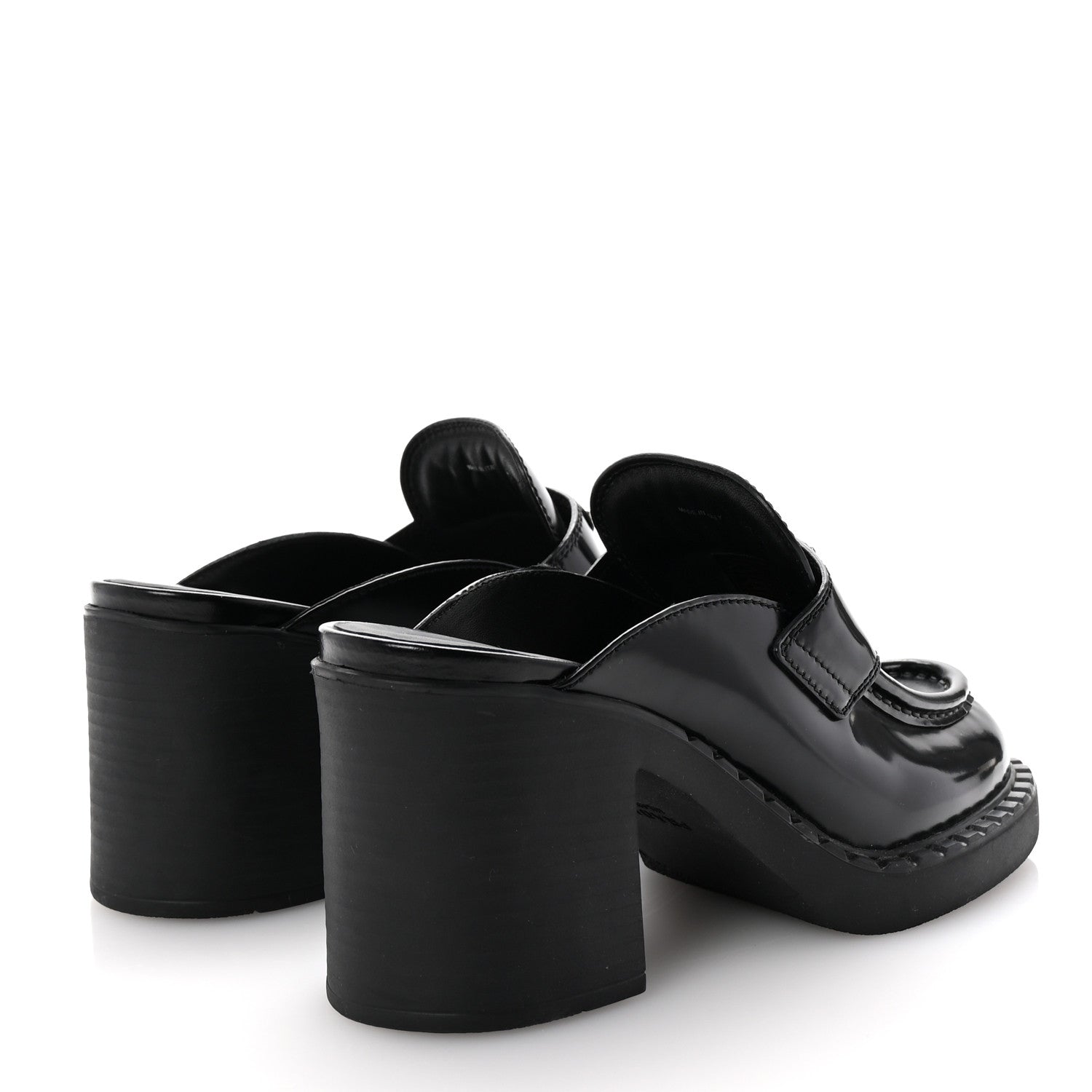 Prada Spazzolato Metal Triangle Logo Platform Loafer Mules 37.5 Black 5 of 9