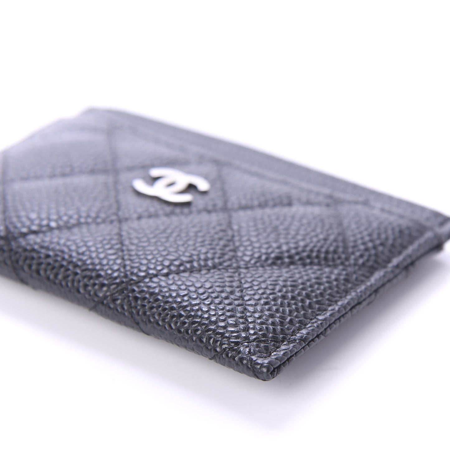 Caviar Quilted Card Holder Black