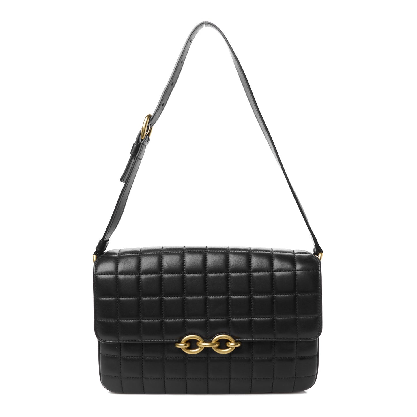 Lambskin Carre Quilted Le Maillon Satchel Black