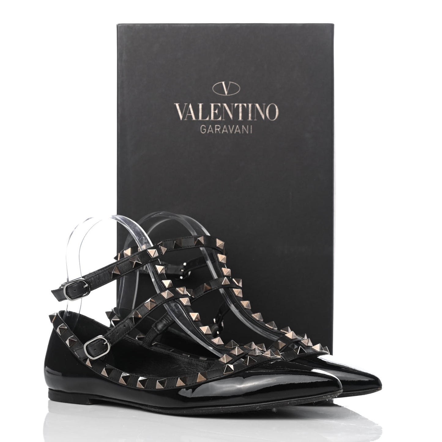 Patent Rockstud Cage Ballerina Flats 37 Black