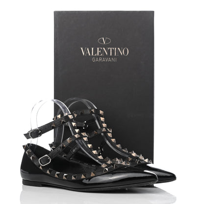 Valentino Garavani Patent Rockstud Cage Ballerina Flats 37 Black 18 of 18