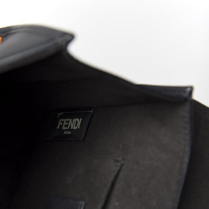 Fendi Vitello Century Velvet F is Fendi FF Small Kan I Shoulder Bag Black Tobacco 9 of 15