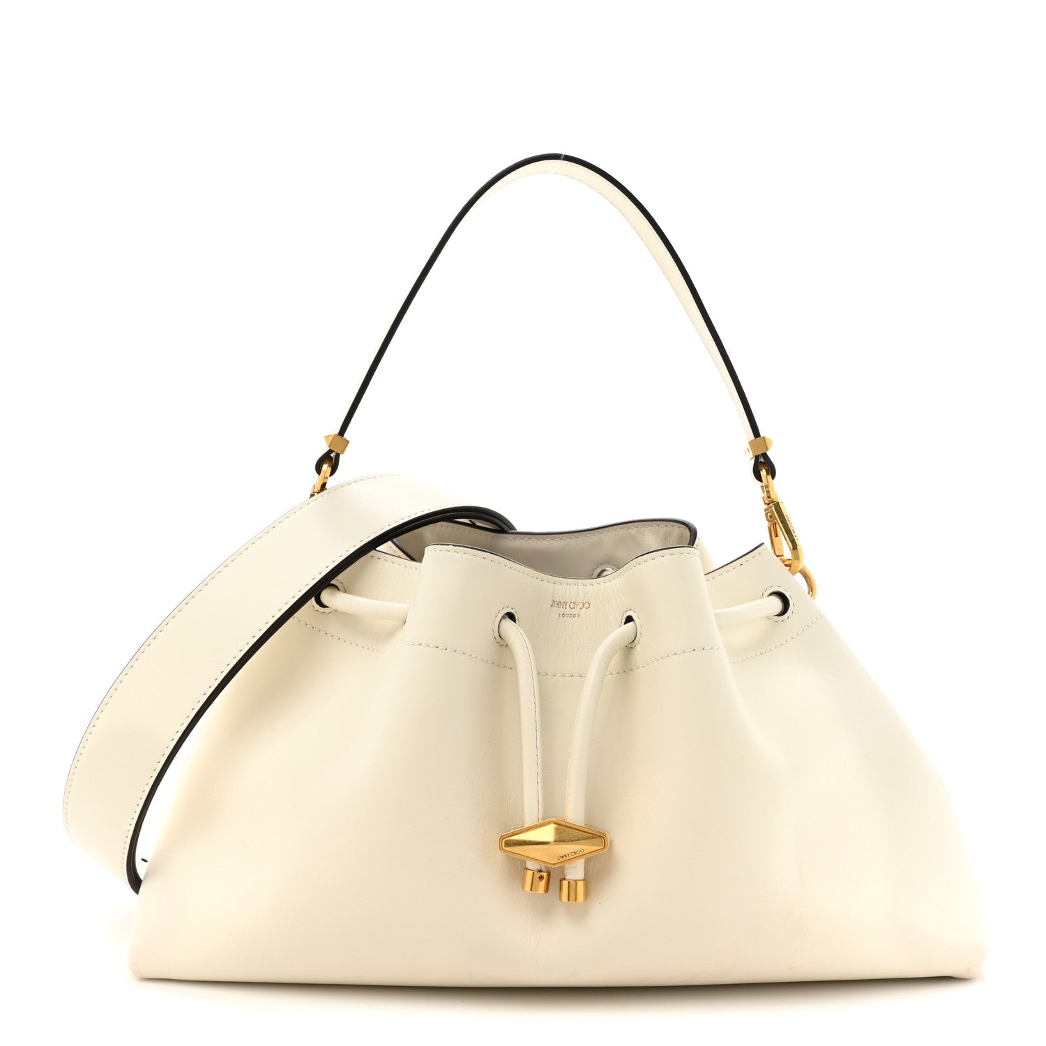 Jimmy Choo Soft Shiny Calfskin Bon Bon East West Bucket Bag Latte 1 of 13