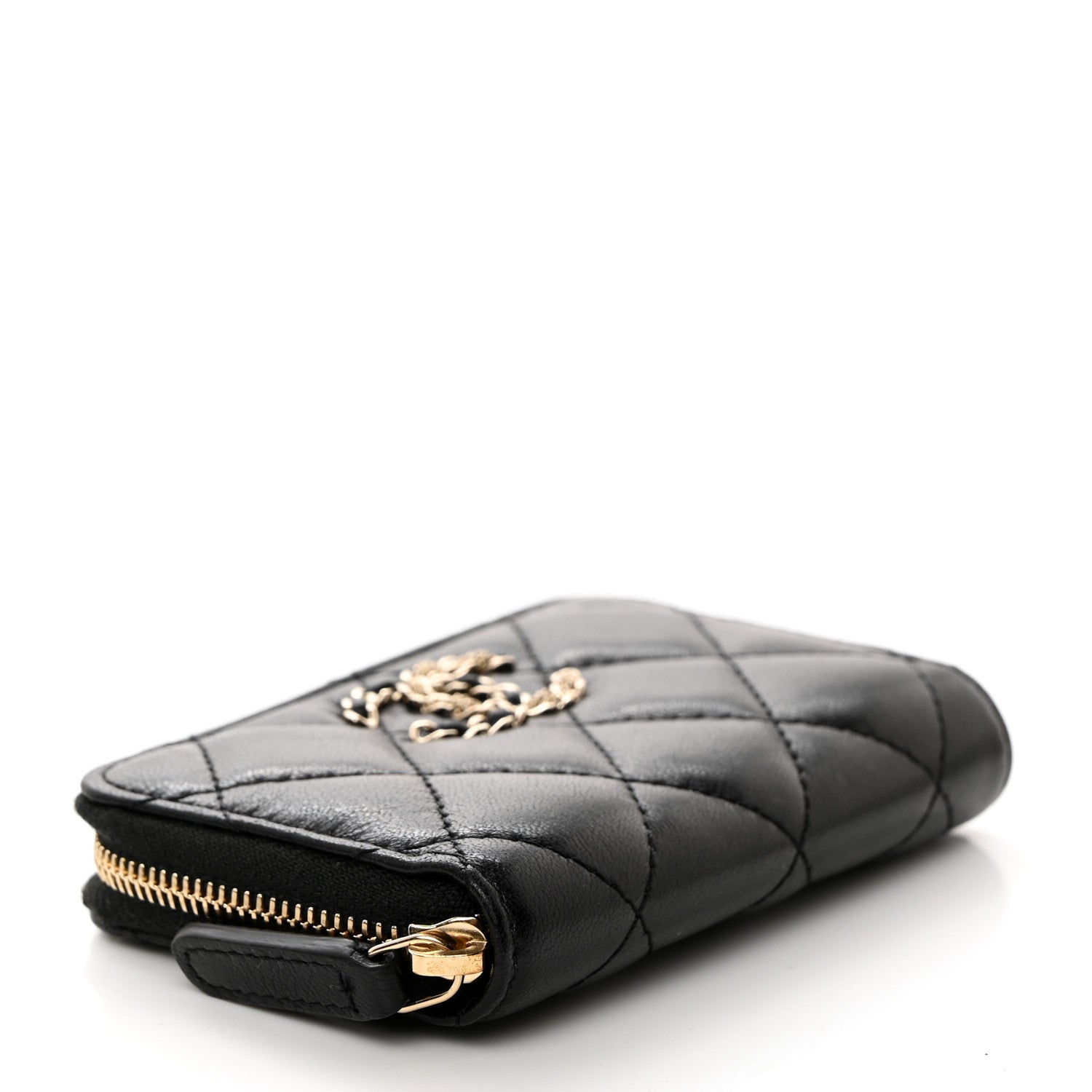 Chanel Lambskin Quilted French New Wave Zip Coin Purse Black 4 of 8