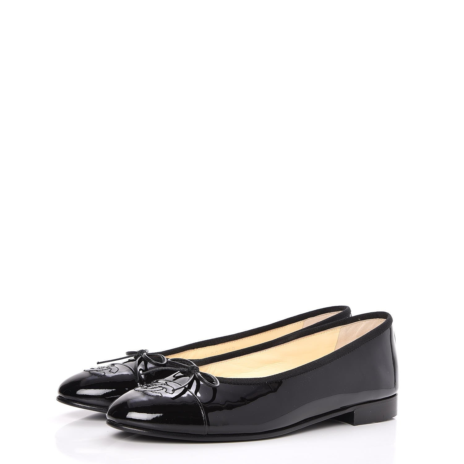 Chanel Patent CC Cap Toe Ballerina Flats 37 Black 3 of 9