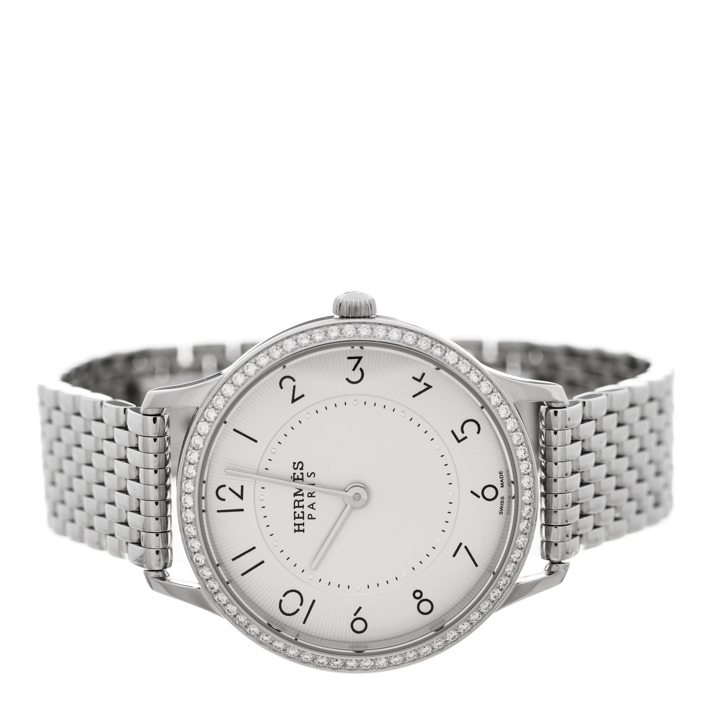 Stainless Steel Diamond Bezel 32mm Slim d'Hermes Quartz Watch