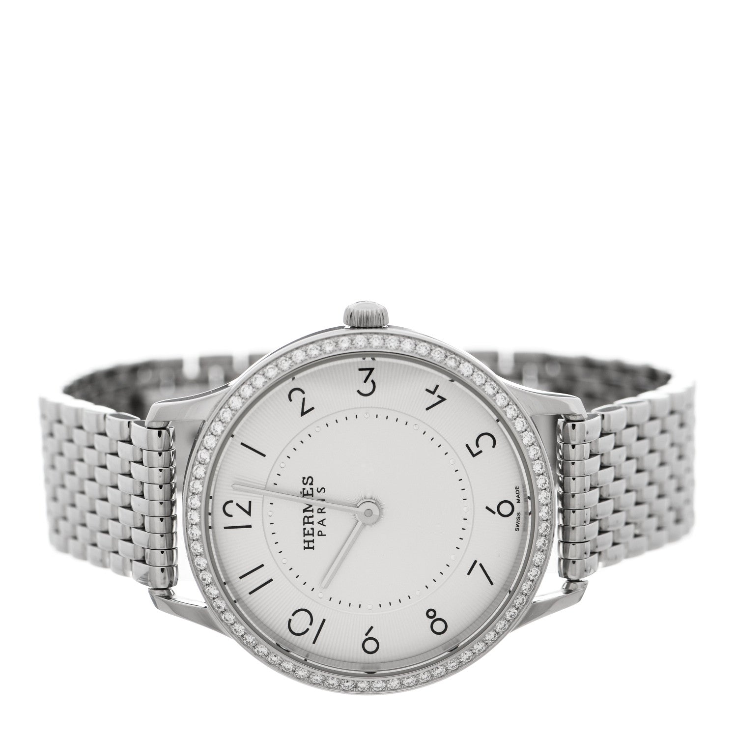 Hermes Stainless Steel Diamond Bezel 32mm Slim d'Hermes Quartz Watch 2 of 5