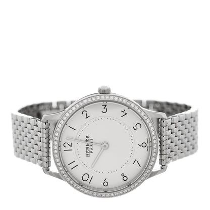 Hermes Stainless Steel Diamond Bezel 32mm Slim d'Hermes Quartz Watch 2 of 5