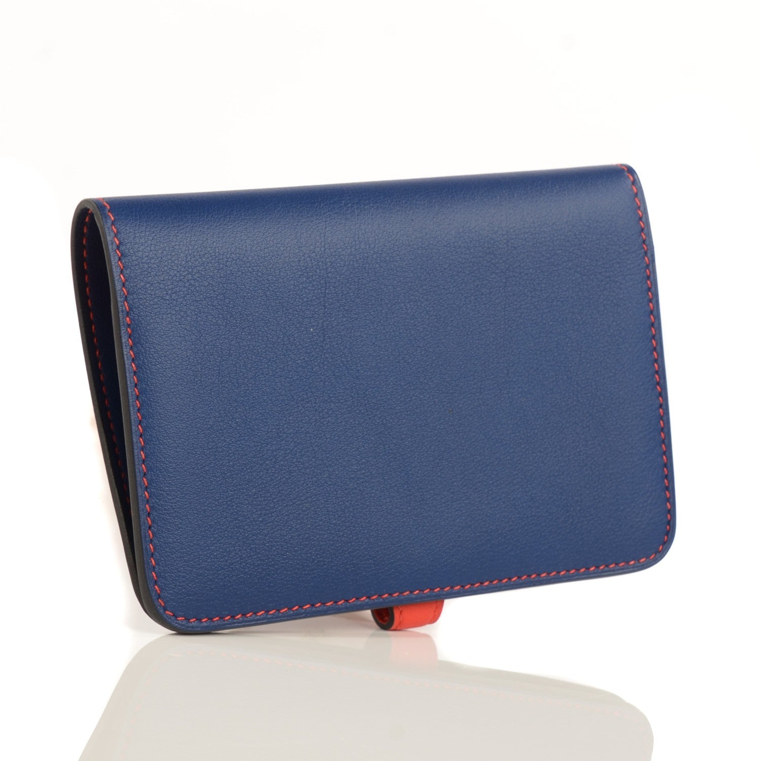 Hermes Evercolor Bi Color Compact Dogon Wallet Bleu Saphir Capucine 6 of 12