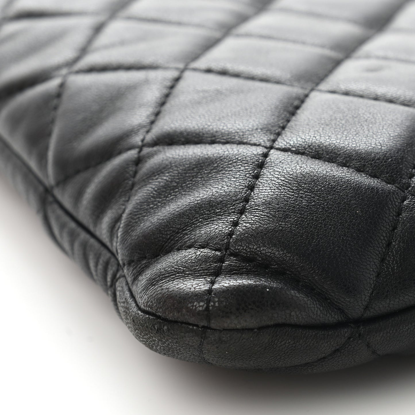 Lambskin Quilted Large Cosmetic Case Black