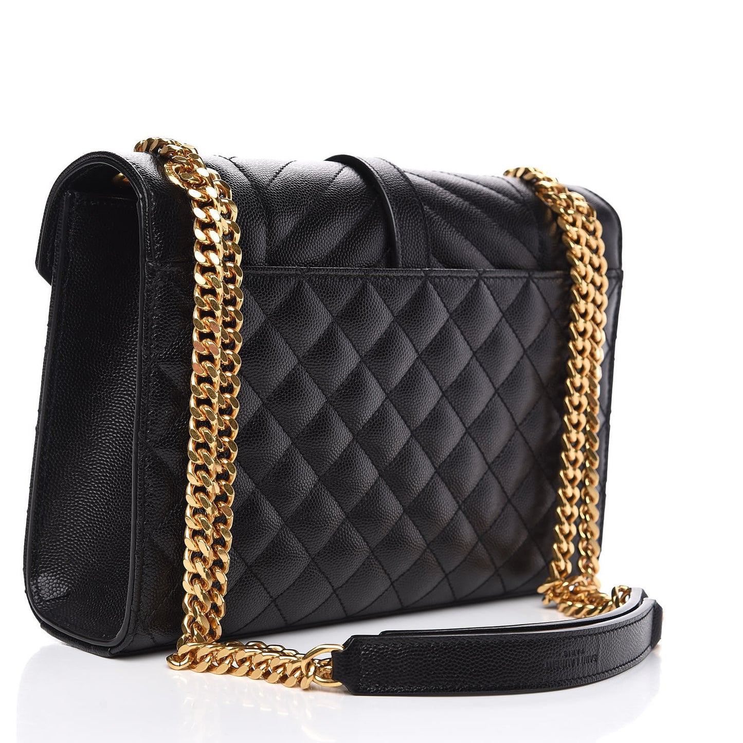 Grain De Poudre Textured Mixed Matelasse Triquilt Medium Monogram Satchel Black