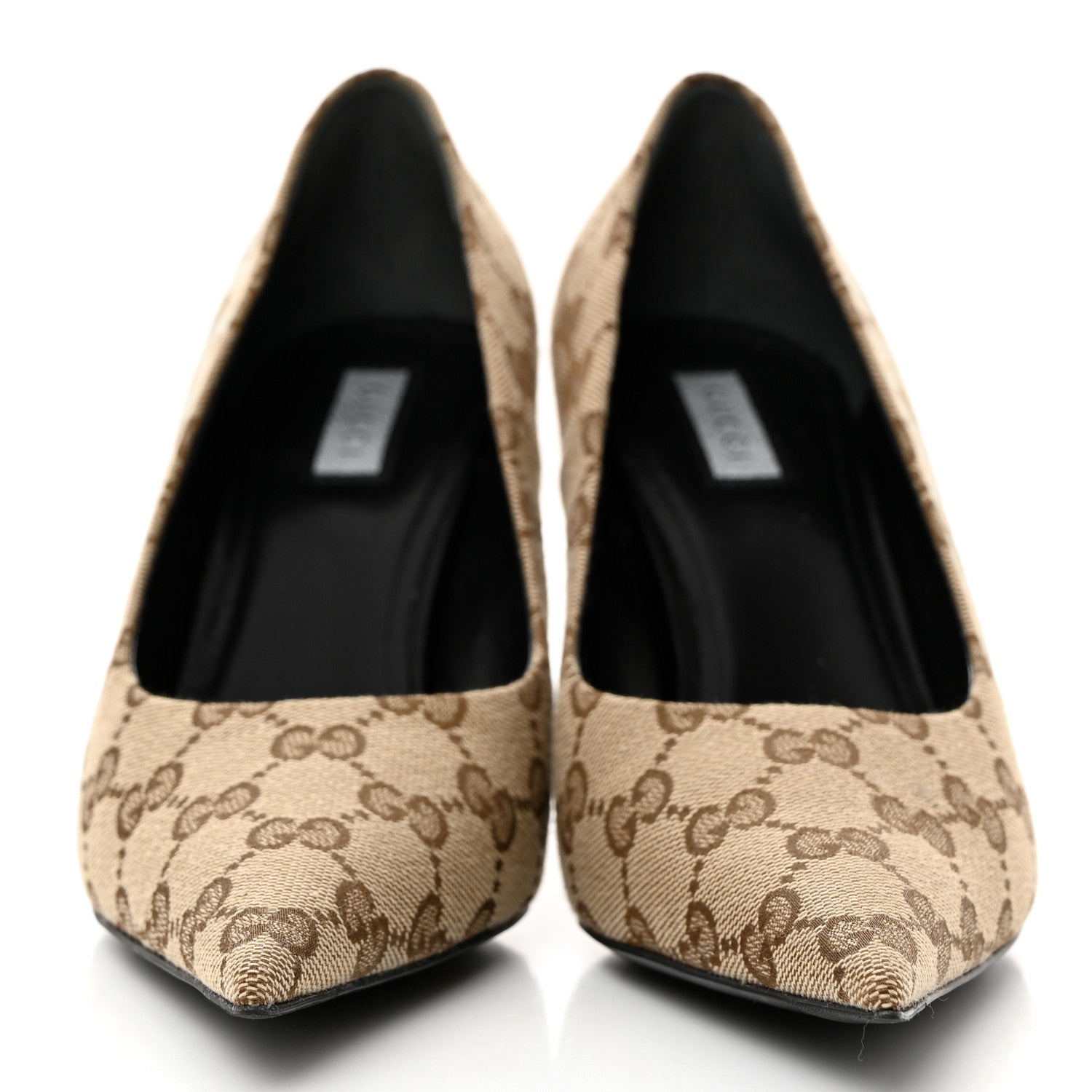 Balenciaga X GUCCI GG Monogram Square Knife 80mm Pumps 37.5 Beige Ebony 2 of 10