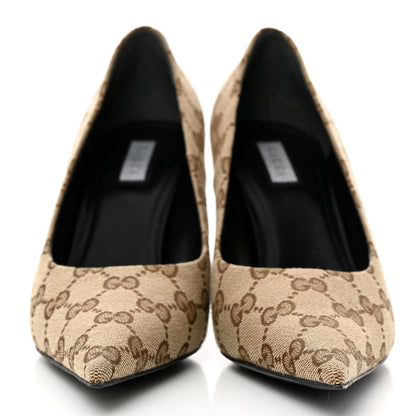 Balenciaga X GUCCI GG Monogram Square Knife 80mm Pumps 37.5 Beige Ebony 2 of 10