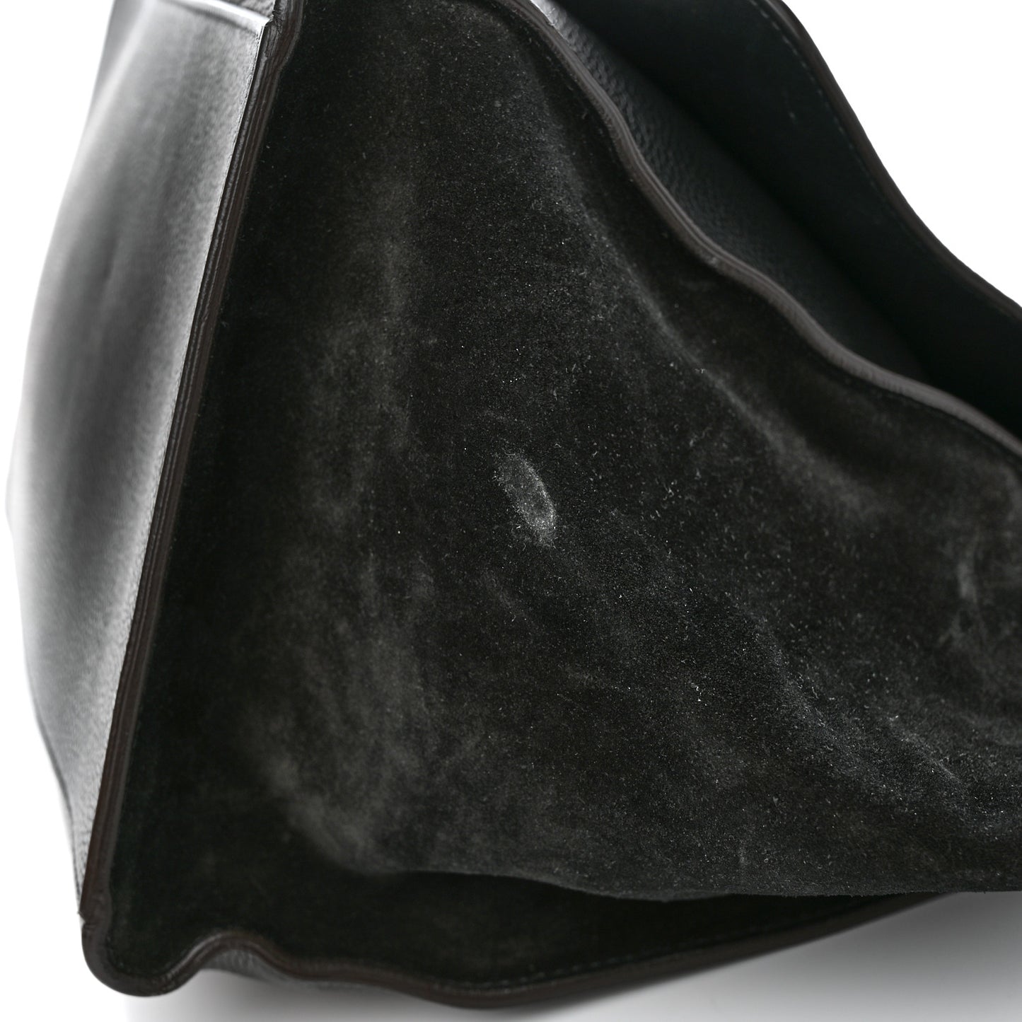 Drummed Calfskin Suede Large Trapeze Black