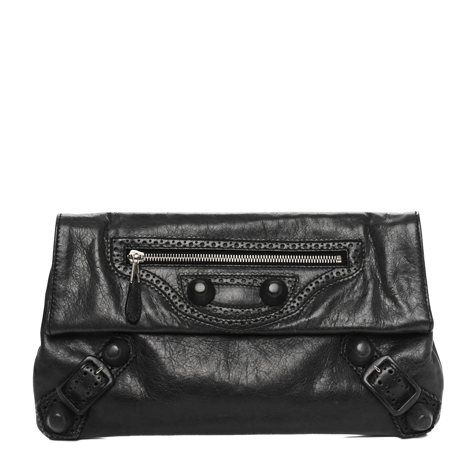 Balenciaga Agneau Giant Brogues Hardware Envelope Clutch Black 1 of 10